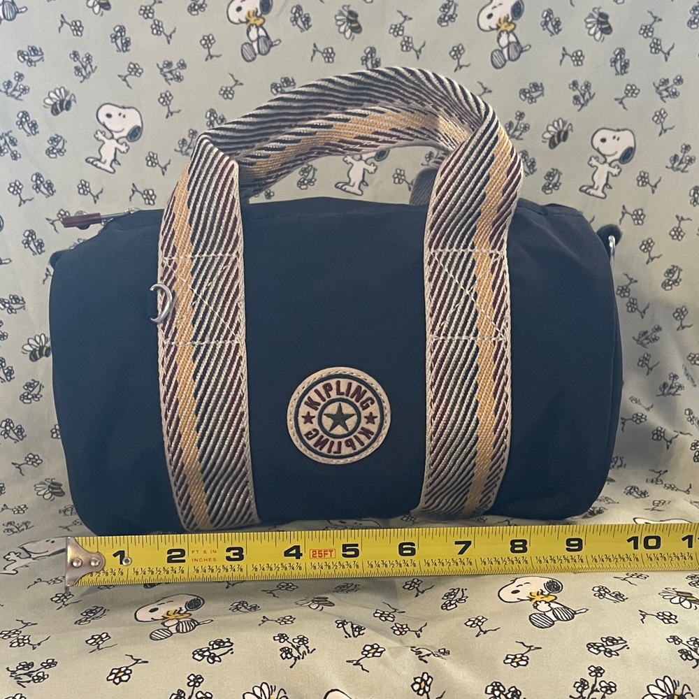 Kipling Tiny Navy Blue and Colorful Strap Duffel Bag